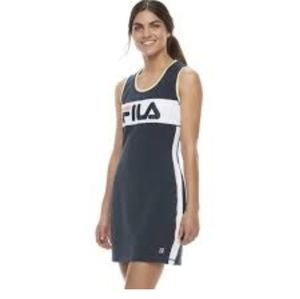 Fila sport Logo Women's Navy Rib Knit Leigh Varsity Sleeveless slim Dress size S